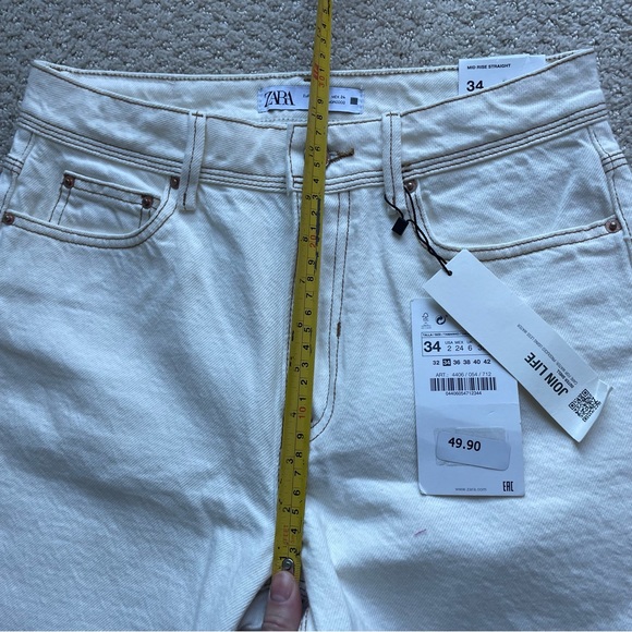 ZARA MID RISE STRAIGHT LONG LENGTH JEANS - Picture 9 of 10